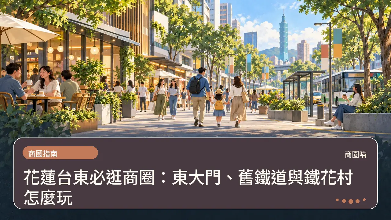 花蓮台東必逛商圈：東大門、舊鐵道與鐵花村怎麼玩主題插畫