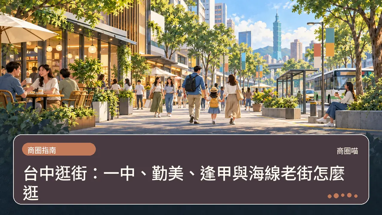 台中逛街:一中、勤美、逢甲與海線老街怎麼逛主題插畫