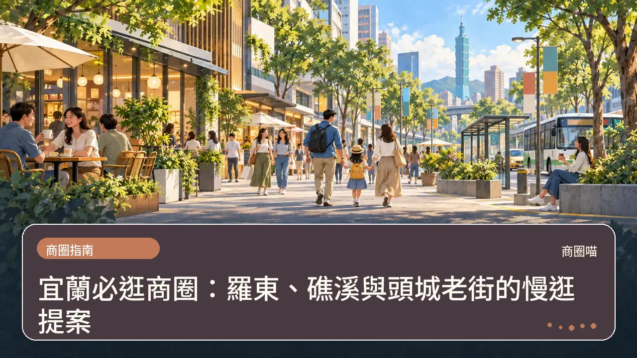宜蘭必逛商圈：羅東、礁溪與頭城老街的慢逛提案主題插畫