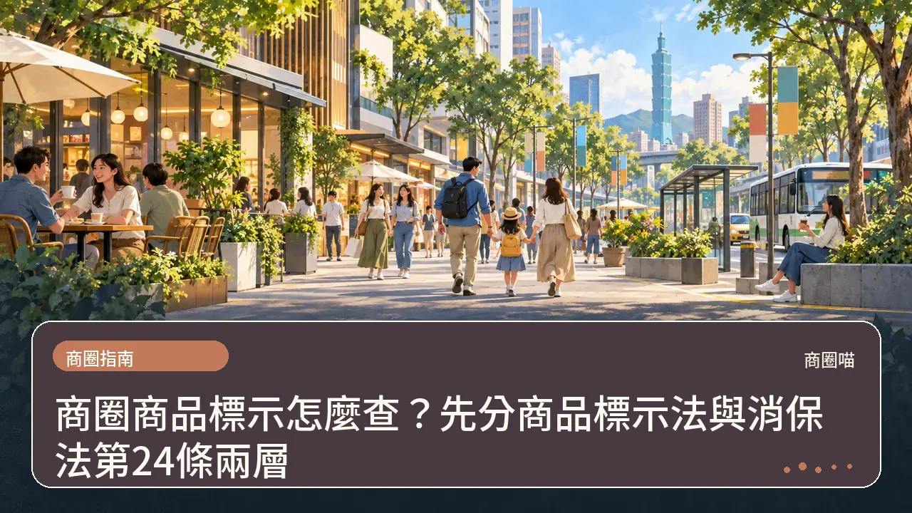 商圈商品標示怎麼查?先分商品標示法與消保法第24條兩層主題插畫