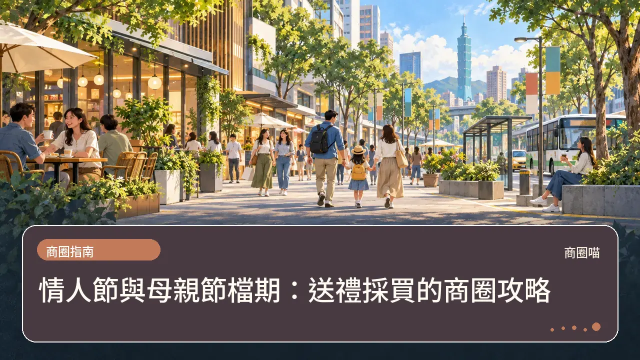 情人節與母親節檔期：送禮採買的商圈攻略主題插畫