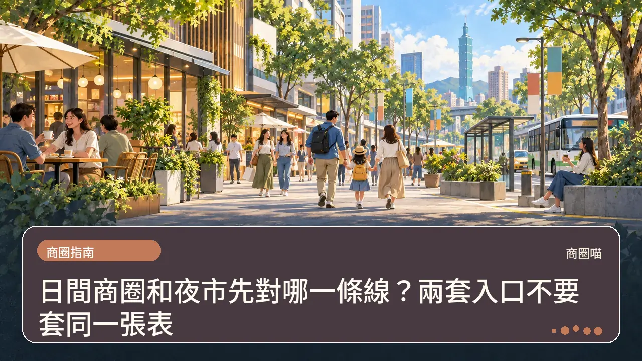 日間商圈和夜市先對哪一條線?兩套入口不要套同一張表主題插畫
