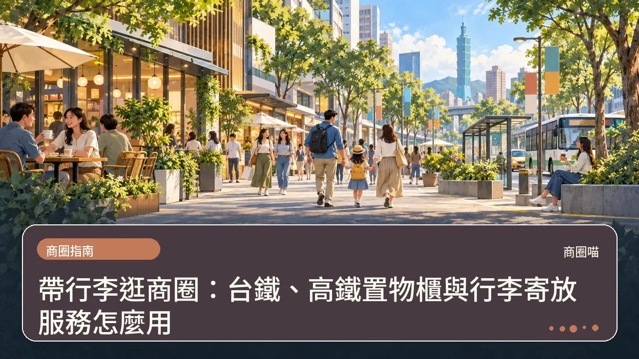 帶行李逛商圈:台鐵、高鐵置物櫃與行李寄放服務怎麼用主題插畫